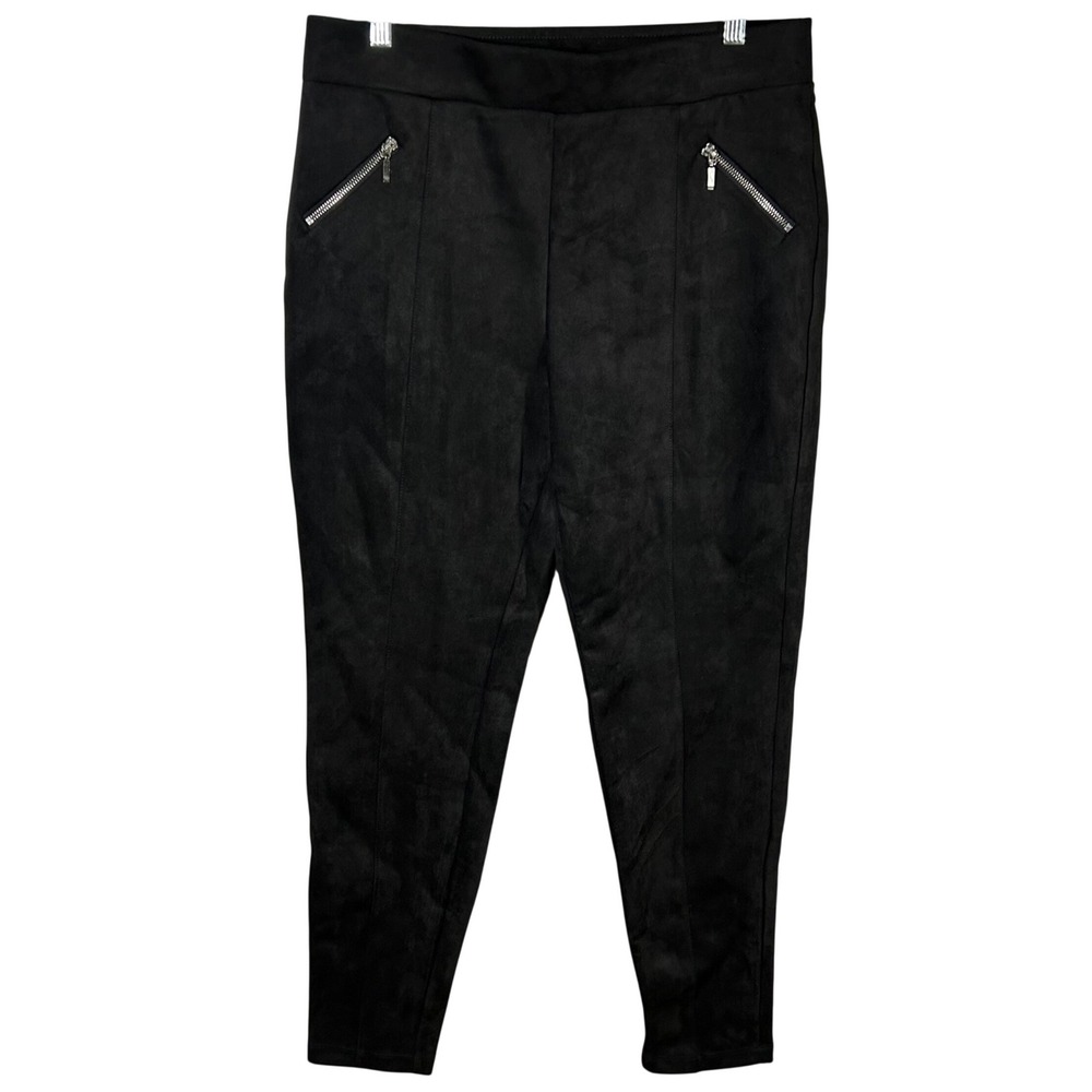 Stoosh Black Faux Suede Moto Pants Zipper Pockets Elastic Waist‎ XL
NWT